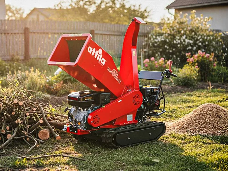 Attila ATS 1300 L TRACK - Broyeur de végétaux tracté sur chenilles avec châssis de brouette motorisée - Moteur Loncin 420 cm³