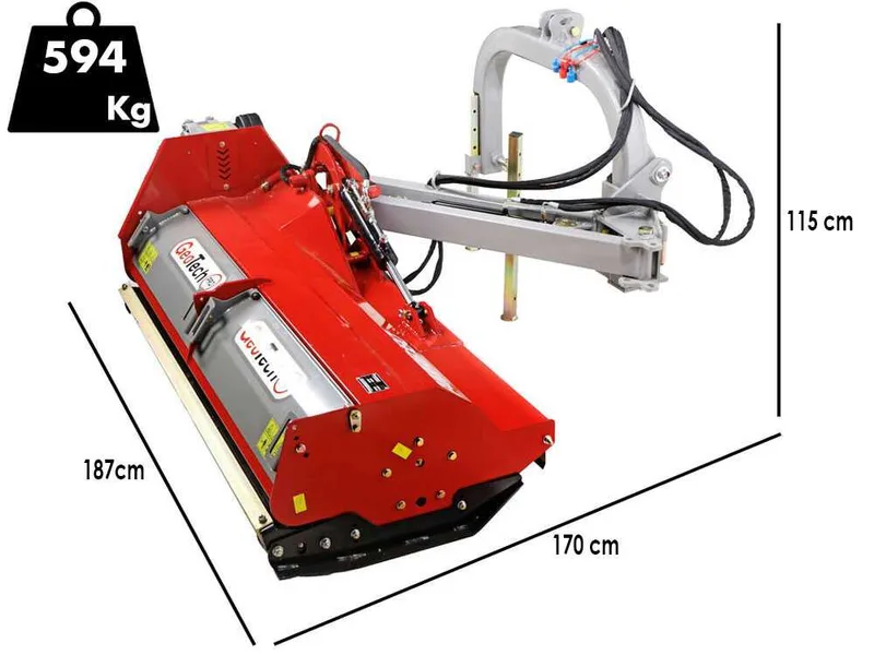 GeoTech Pro AMRB140 - Broyeur d'accotement à bras pour tracteur - Série moyenne -lourde