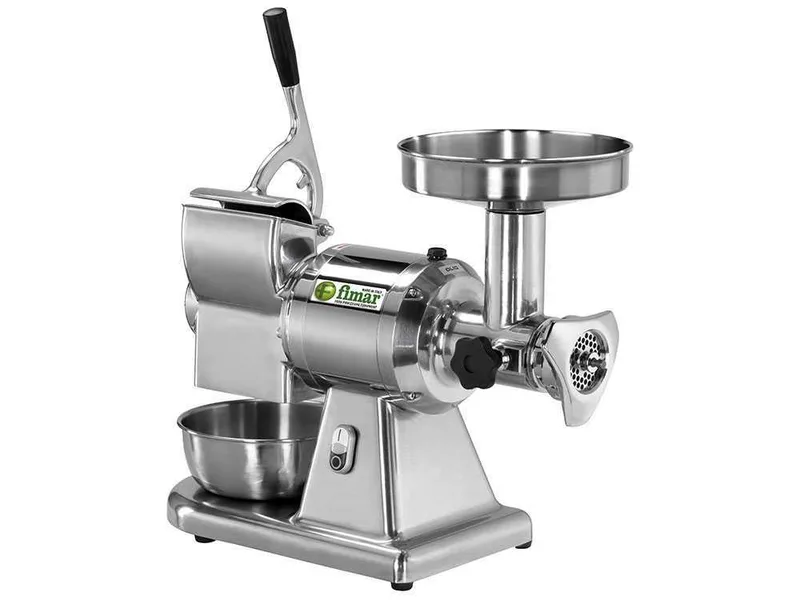 Fimar TC12T - Hachoir à viande électrique avec râpe intégrée - 230 V - 1 CV - Groupe de hachage INOX - Sans inverseur de marche