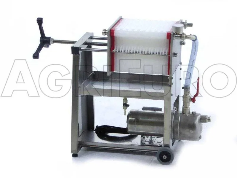 Enotecnica Pillan AF20 - Filtre à 20 cartons et à plaques 20x20 - pompe oneologique-châssis/pompe en acier INOX