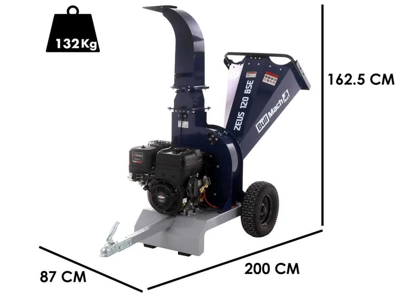 BullMach ZEUS 120 BSE - Broyeur thermique professionnel - Moteur B&S XR2100 13.5CV avec démarrage électrique