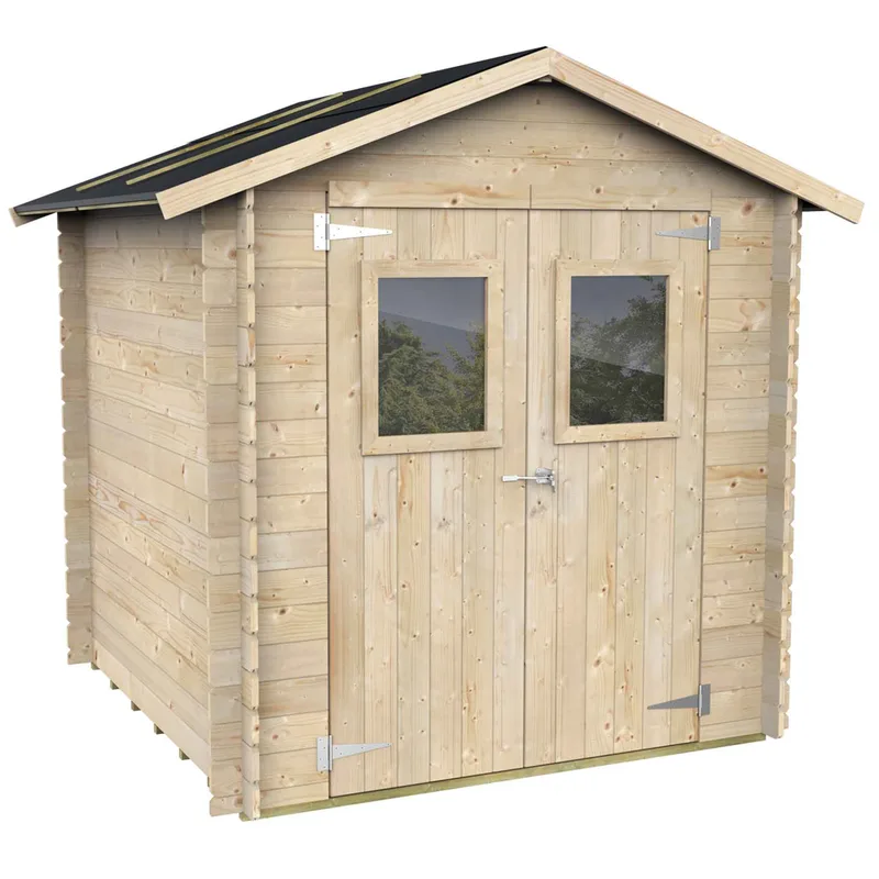 Alce Hobby 198x198 - Abri de jardin en bois - Avec fenêtres et porte à double battant - 198x198x215 cm
