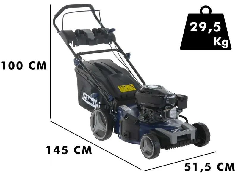 Tondeuse à gazon BullMach ECTOR 46 P - 4 en 1 - Moteur thermique de 170cc