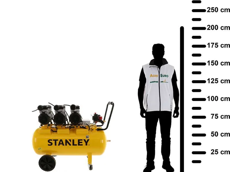 Stanley DST370/8/100-3 - Compresseur d'air électrique monophasé silencieux, oil-less - Moteur 3 CV - 100 L