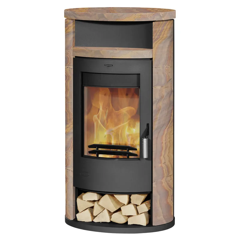 Cheminée Alicante Poêle à bois Acier Noir | Loticstone Pierre de sable