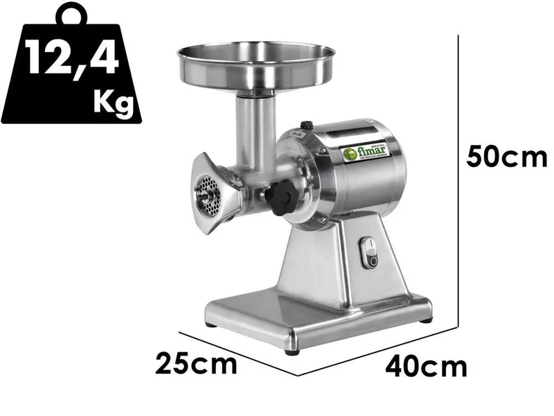 Fimar TC12S - Hachoir à viande électrique - 230V - 1CV - Groupe de hachage en aluminium - Sans inverseur de marche