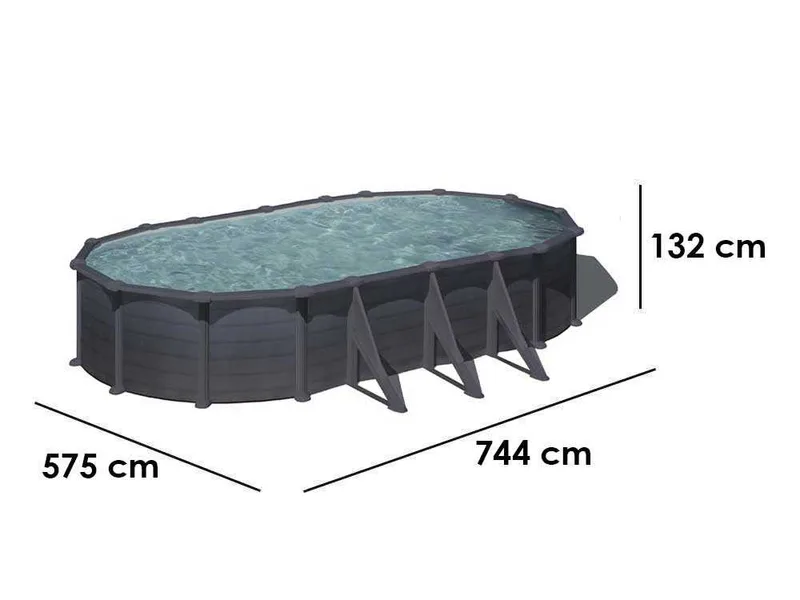 Gre Granada Ovale 730x375x132cm - Piscine hors-sol en acier