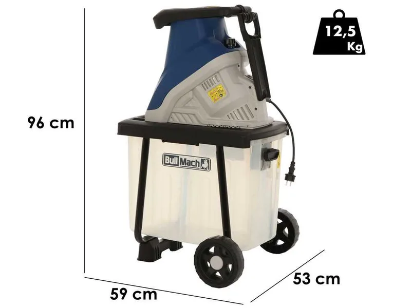 BullMach Tersic 40 L - Broyeur de branches électrique - Avec bac de ramassage