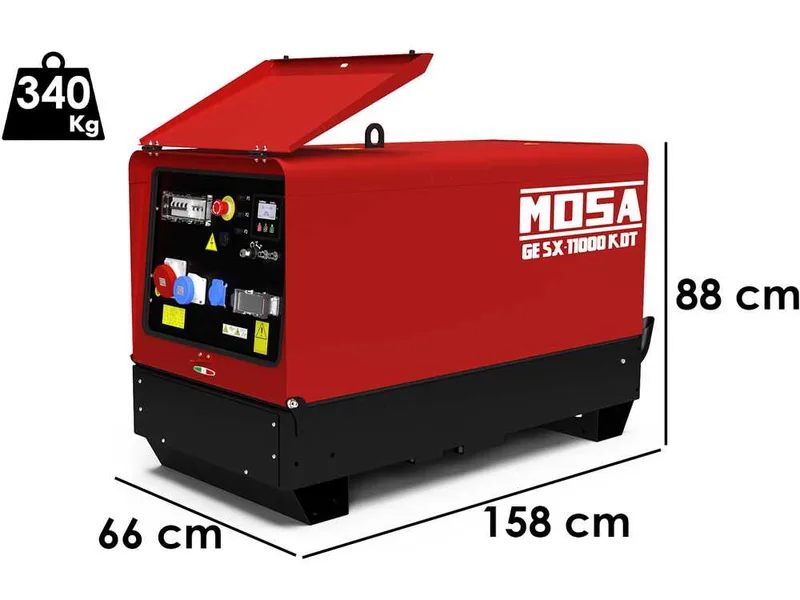 MOSA GE SX-11000 KDT - Groupe électrogène insonorisé 8.8 kW - Continu 8 kW Triphasé - Moteur Kohler KDW702
