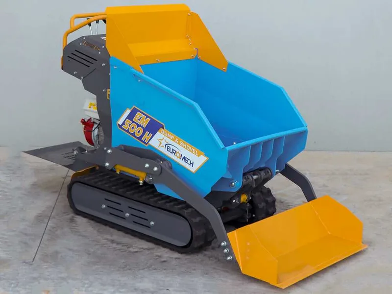 EuroMech EM500H-Dump & Shovel - Brouette motorisée dumper hydraulique 500 kg avec godet de chargement - Transmission hydrostatique