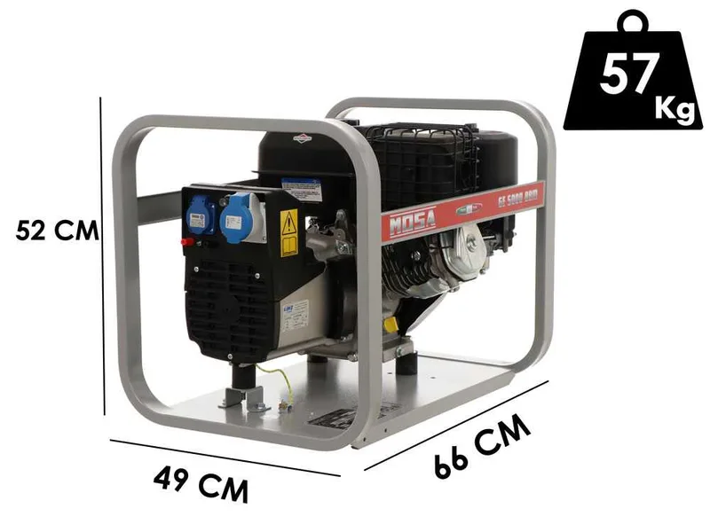 MOSA GE 5000 BBM - Groupe électrogène à essence 4.5 KW - Continue 3.6 kW Monophasé - Moteur B&S XR1450