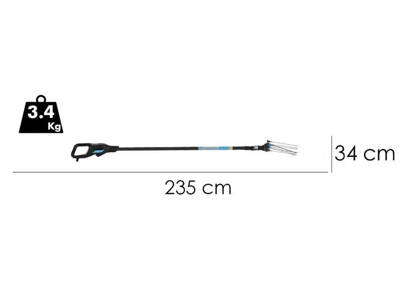 Campagnola Hercules 6 ECO Plug-in - Perche en carbone - 235 - 325 cm - Peigne vibreur électrique à batterie - 21V 5Ah