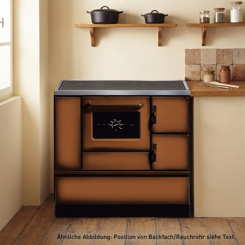Wamsler K 138 Cuisinière à bois à droite marron avec plaque vitrocéramique