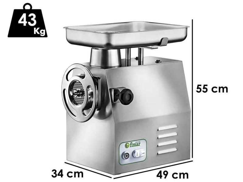 Fimar TC32RS - Hachoir à viande électrique - 400 V - 3 CV - Groupe de hachage en aluminium - Avec inverseur de marche