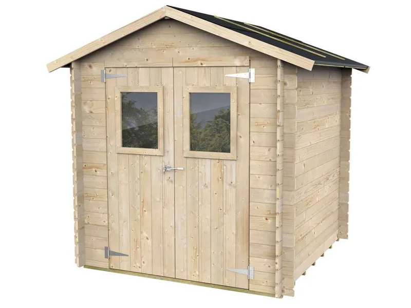 Alce Hobby 198x198 - Abri de jardin en bois - Avec fenêtres et porte à double battant - 198x198x215 cm
