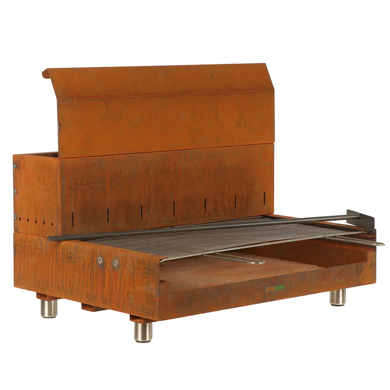 Folpo - Barbecue à bois et à charbon en acier Corten