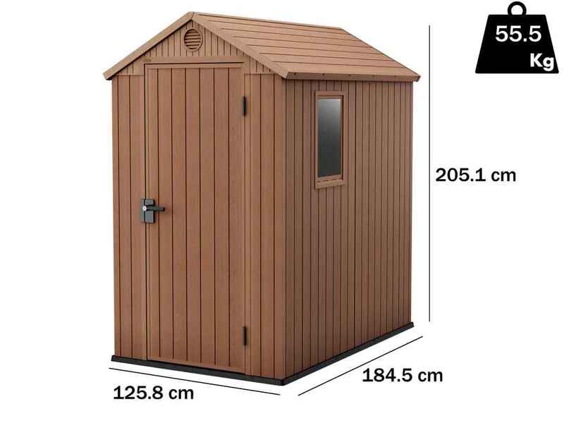 Keter Darwin marron - Abri à outils - Avec fenêtre latérale - 125x184.5x205 cm