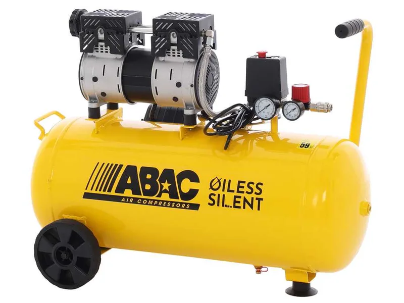 ABAC Montecarlo Xt Sil 10 Yellow - Compresseur d'air électrique monophasé insonorisé - Oil-less - Moteur 1 CV - 50 l
