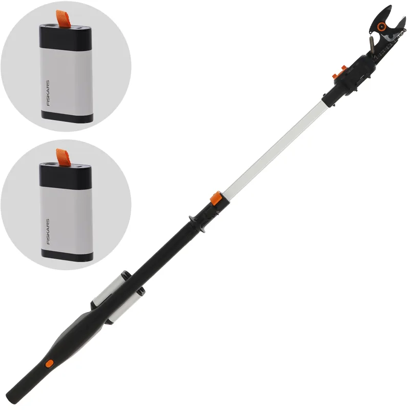 Fiskars eLopper Bypass - Échenilloir à batterie - 90/140 cm - 24V - 2x 12V 4Ah - Diamètre de coupe 32 mm