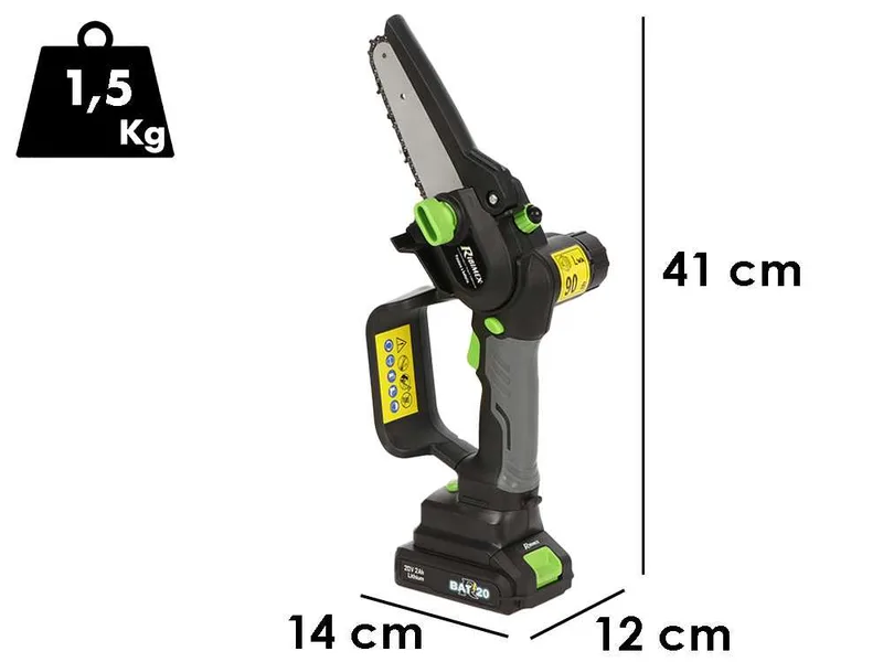 Ribimex PRBAT20/ELAG - Élagueuse à batterie sur perche télescopique - 20 V/2 Ah