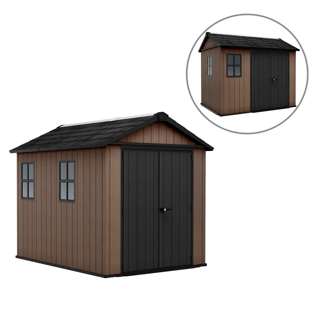 Keter Newton plus 759/975 - Abri de jardin - Avec porte à double battant et fenêtres - 230 x 287 x 246 cm