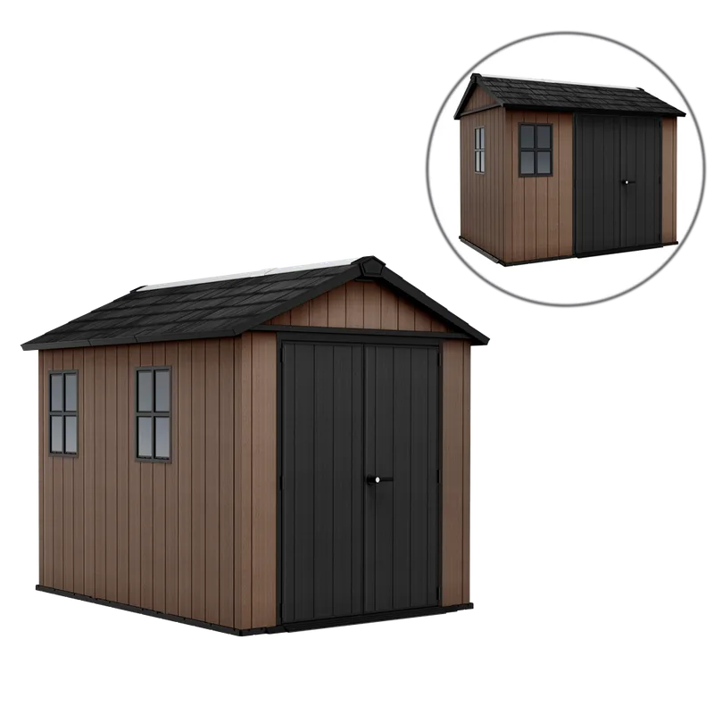 Keter Newton plus 759/975 - Abri de jardin - Avec porte à double battant et fenêtres - 230 x 287 x 246 cm