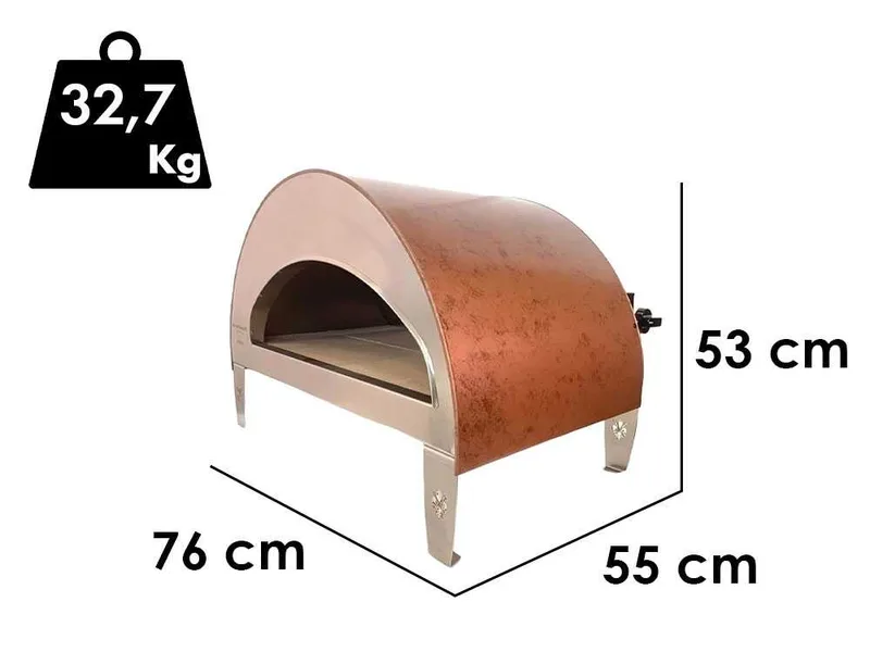 Pizza Party Emozione - Four à pizza à gaz d'extérieur - Chambre de cuisson 40 x 70 cm - Sole en briques réfractaires