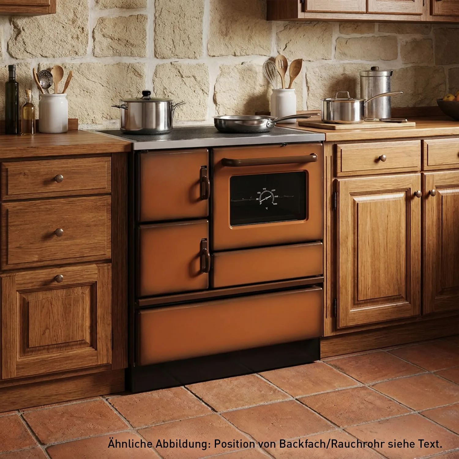 Wamsler K 128 Cuisinière à bois à gauche marron avec plaque vitrocéramique