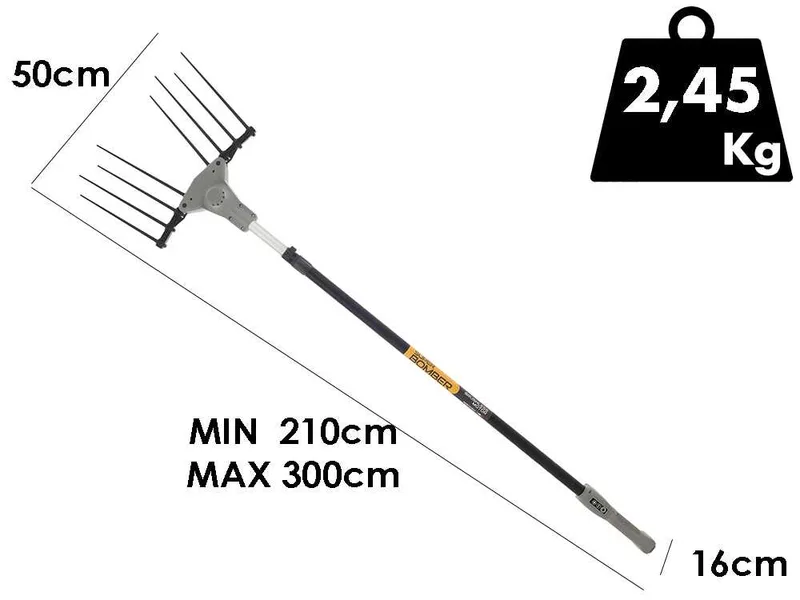 Volpi Super Bomber 285 L - Peigne vibreur pour olives à batterie de type automobile avec câble inclus - Perche télescopique 210 à 300 cm