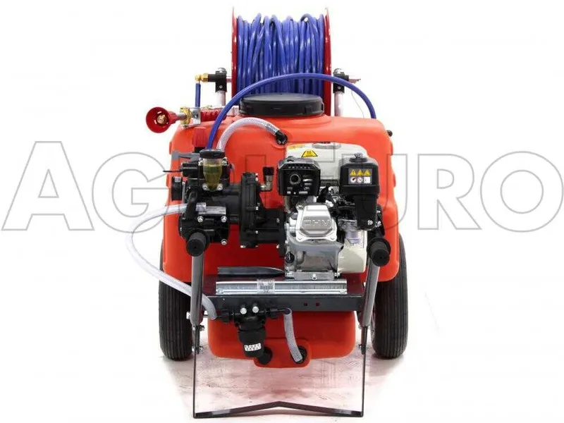 Groupe motopompe de pulvérisation Comet APS 41 Honda GP 160 sur chariot Dal Degan avec réservoir 150 l
