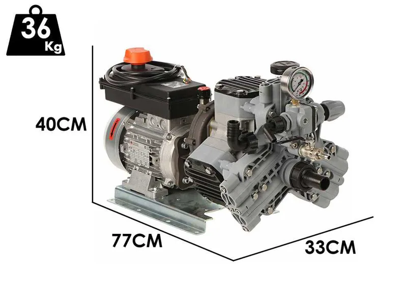 Kit motopompe électrique de pulvérisation avec chariot - Comet MTP P40/20 TRF90 HP3 BA SCAT EL - Pour produits chimiques et acides