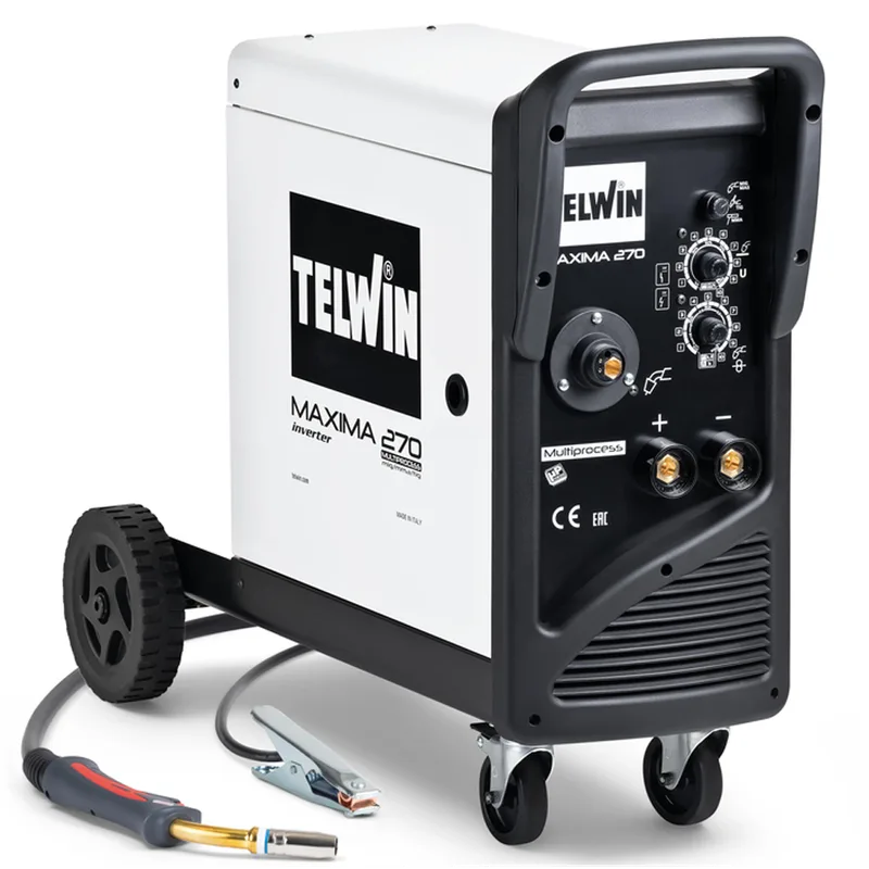 Poste à souder inverter à fil Telwin Maxima 270 Synergic - pour mig-mag/flux/brazing/mma/tig DC - lift - gaz/no gaz