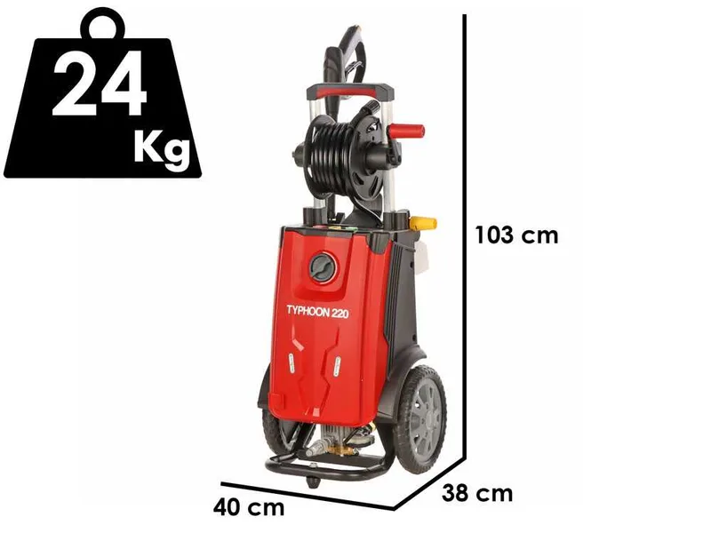 GeoTech Typhoon 220 – Nettoyeur haute pression avec lance professionnelle et kit débouche-canalisations – 220 bar – 510 l/h