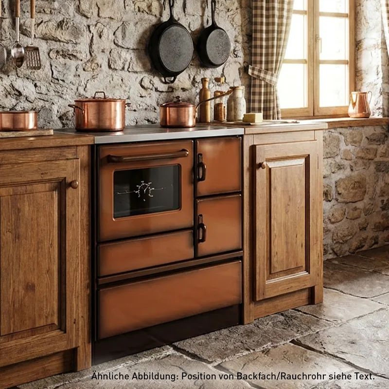 Wamsler K 128 Cuisinière à bois à droite marron avec plaque en acier