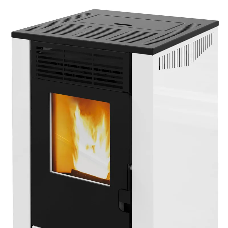 Wamsler WPO 7 Poêle à granulés Acier Blanc, côtés droits