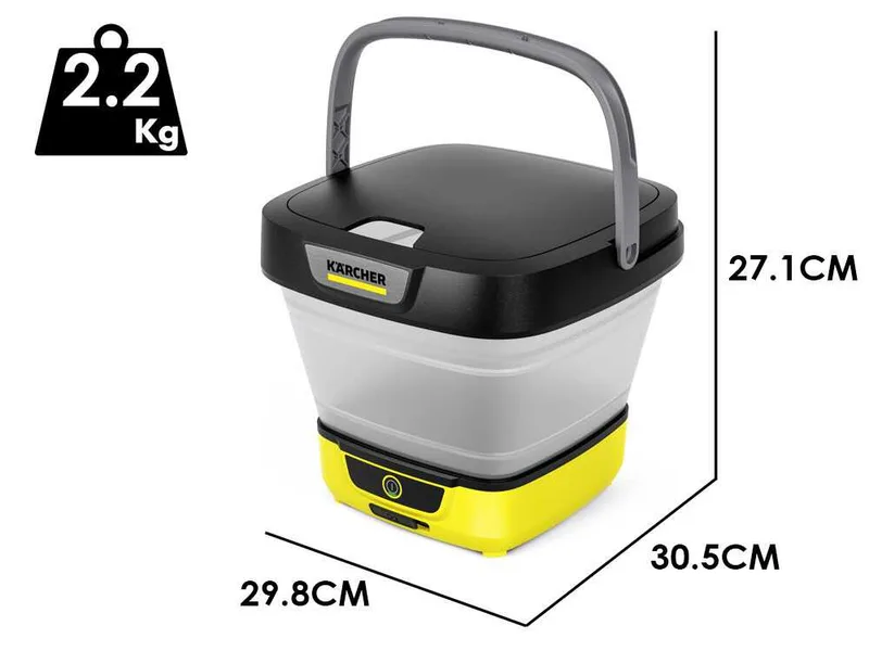 Karcher OC3 Foldable - Nettoyeur haute pression à eau froide portatif - Réservoir pliable 8 L - Batterie lithium-ion