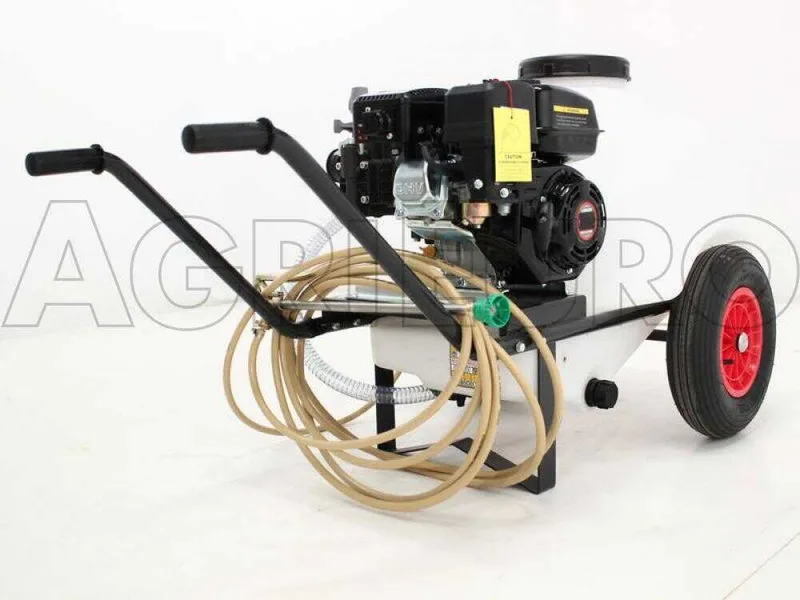 Groupe motopompe de pulvérisation Comet MP 30 - Loncin G 200 F sur chariot réservoir 120 lt avec crochet