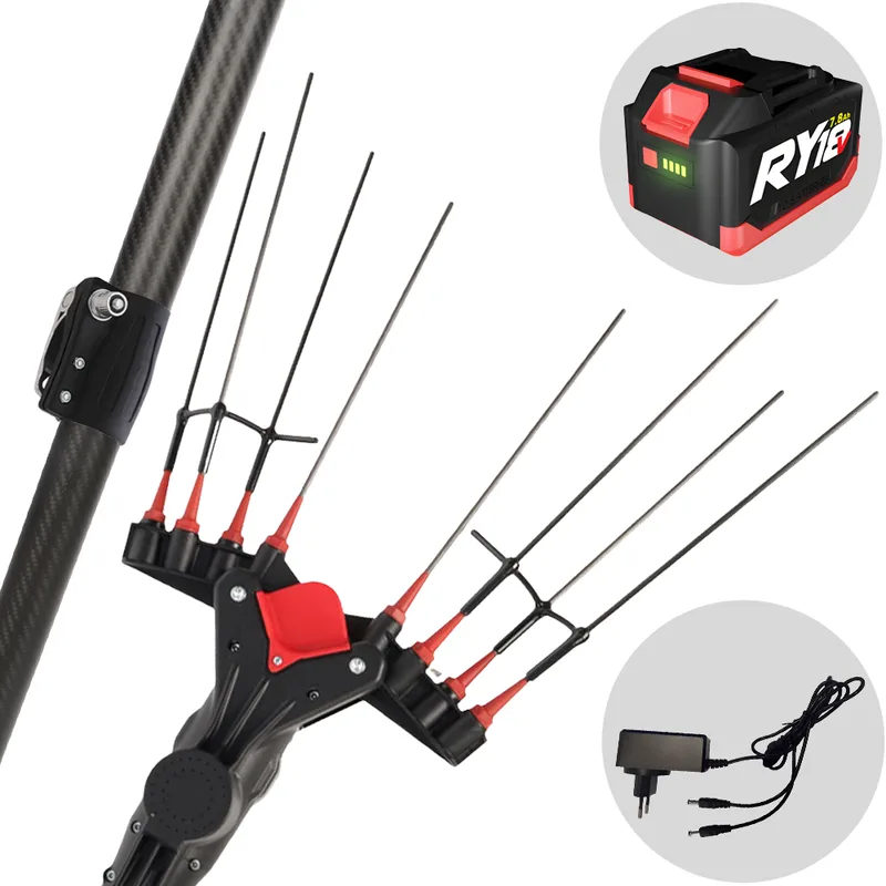 Castellari Vertigo Carbon L 18V - Peigne vibreur pour olives à batterie lithium-ion 18 V 7.8 Ah - Perche télescopique 240 à 330 cm