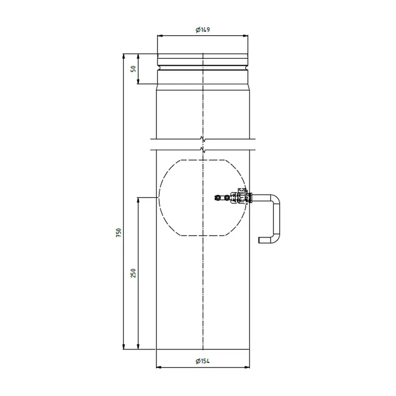 Raik tuyau LS diamètre 150x750x2,00mm rétreint avec modérateur de tirage gris