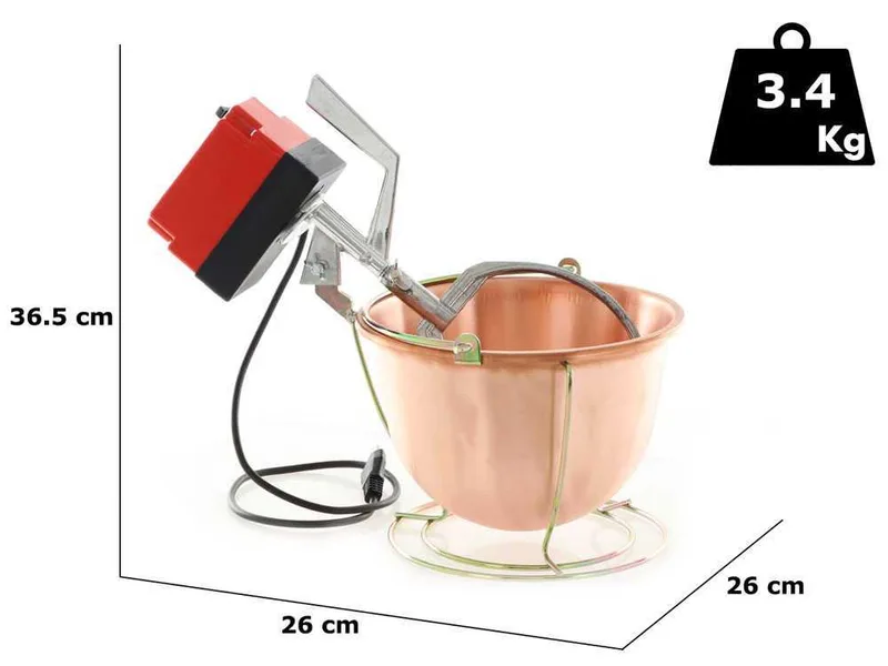 Chaudron électrique en cuivre lisse pour polenta NuovaFac Cuoca Automatica base ronde 4L - 24W