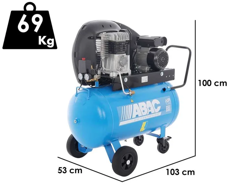 ABAC A29B 90 CM2 - Compresseur d'air électrique monophasé par courroie - Moteur 2 CV – 90 L