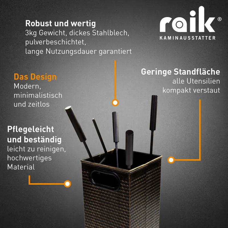 Raik Serviteur de cheminée Oskar Set 5 pièces Bronze