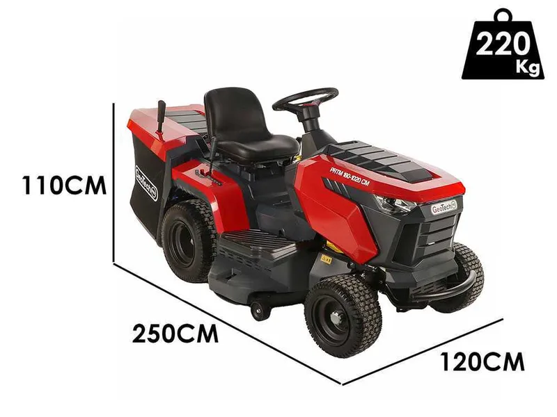GeoTech Pro PRTM 180-1020 CM - Tracteur tondeuse - Boîte mécanique - Bac de ramassage