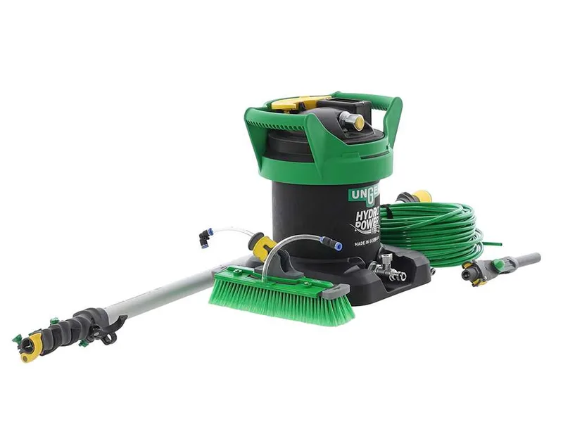 Unger Kit Hydropower Ultra S - Kit de nettoyage pour vitres et panneaux photovoltaïques - Perche télescopique en aluminium 171-600 cm