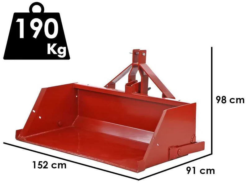 Francini PR 150 - Godet arrière hydraulique pour tracteur - de 150 cm - Capacité de charge 500Kg