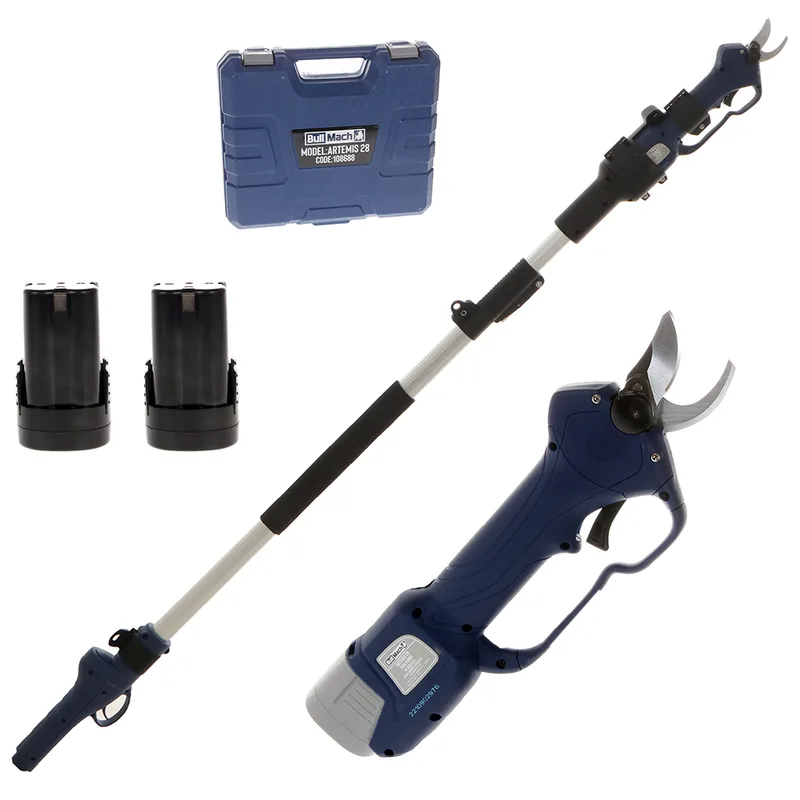 Sécateur électrique de taille BullMach ARTEMIS 28 - avec perche de rallonge de 1.5 à 2.1 m - Diamètre de coupe 28 mm