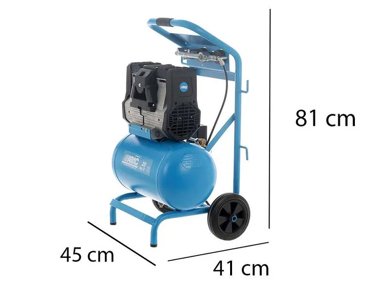 Abac hockenheim OS20P - Compresseur d'air électrique monophasé silencieux, sans huile - Moteur 2 CV - 20 L
