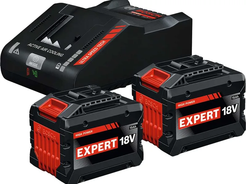Kit de démarrage Bosch pour gamme Blue Professional - 2 batteries 18 V/15 Ah + Chargeur rapide