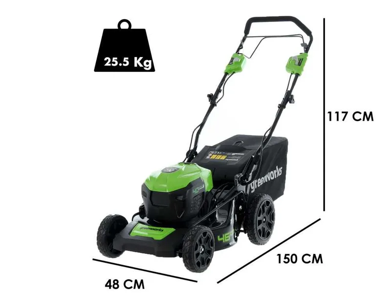 Greenworks GD40LM46SPK4 - Tondeuse à gazon électrique à batterie 40V/4Ah - Coupe 46 cm