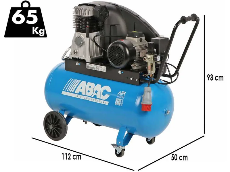 ABAC EXP A49B 90 CT3 - Compresseur d'air électrique triphasé à courroie - Moteur 3 CV – 90 L